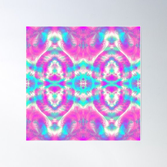 Stylish Pink And Blue Abstract Pattern Poster Wall Art, Modern Wall Decor For Living Room Bedroom, 24x24 UNFRAMED