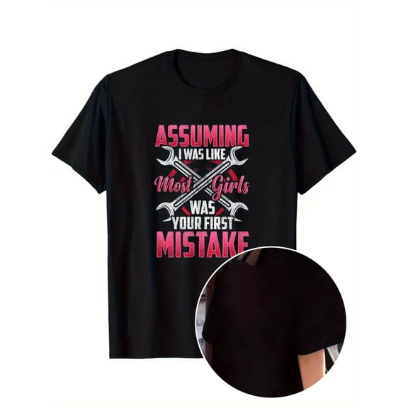 Stylish Pink Text & White Wrench Shirt for Unisex and Four Season Wear, Featuring Pink Words and White Wrenches