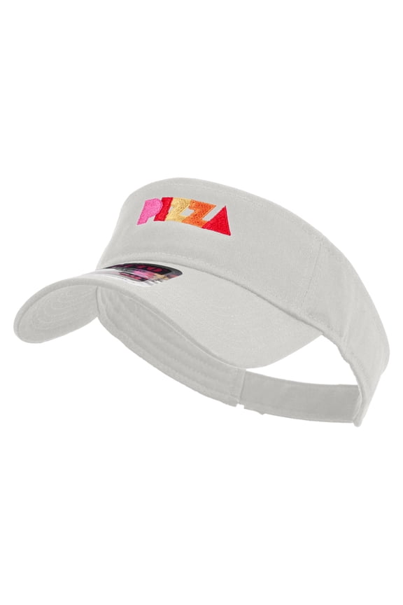 Stylish Pizza Logo Embroidered Cotton Twill Sun Visor - White OSFM