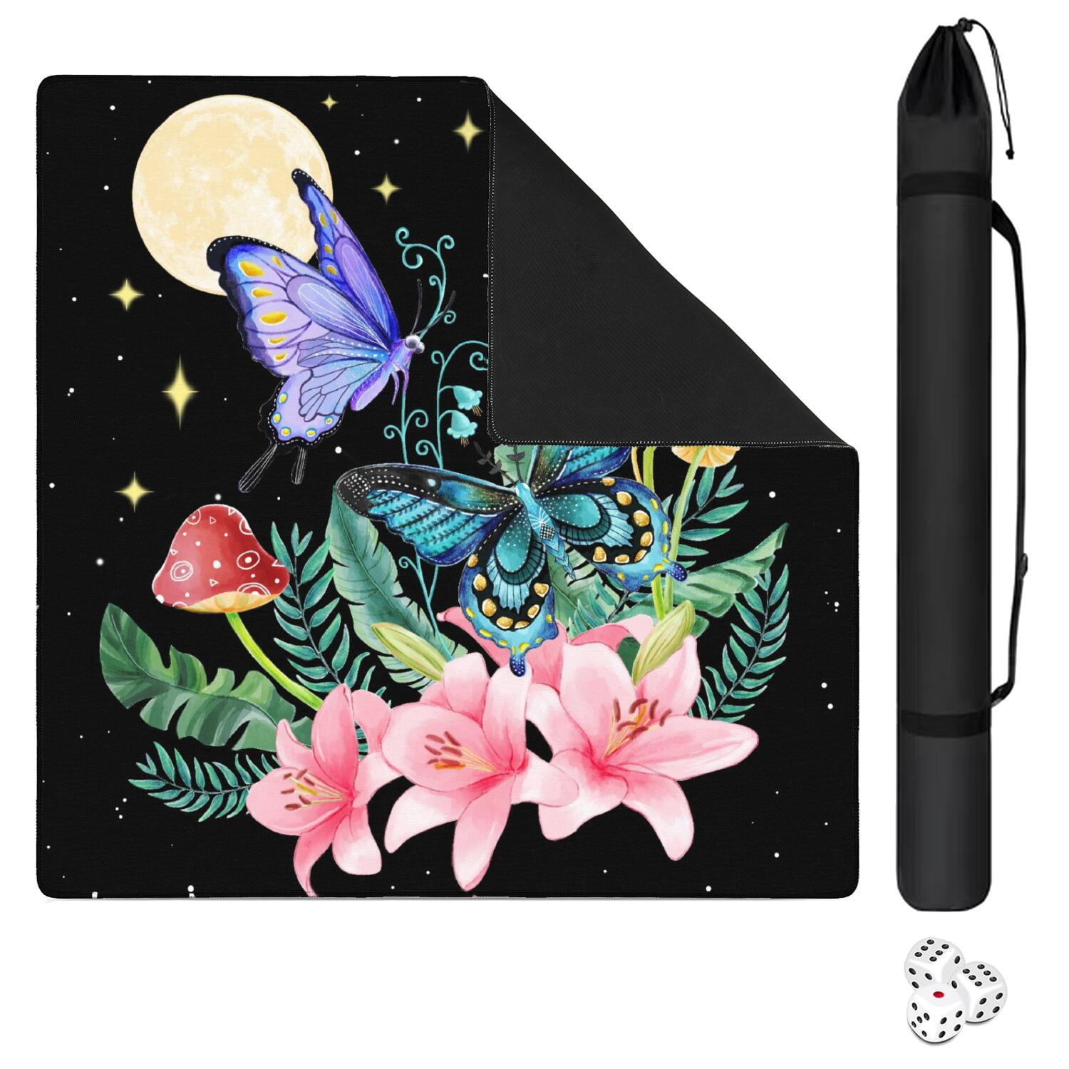 Stylish Plants Pattern Mahjong Mat 31.5 Inches Crafted from Durable Rubber Featuring Anti-Slip Grip Backing and Noise Reduction Technology for Multi-Functional Game Table