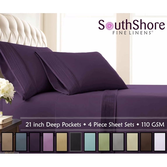 Stylish Pleated Hem 21-inch Extra Deep Pocket Comfortable Microfiber Sheet Set by Southshore Fine Linens