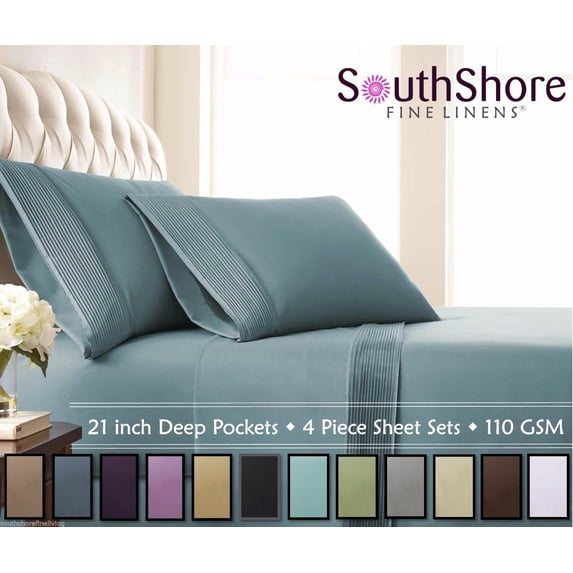 Stylish Pleated Hem 21-inch Extra Deep Pocket Comfortable Microfiber Sheet Set by Southshore Fine Linens