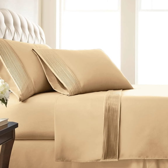 Stylish Pleated Hem 21-inch Extra Deep Pocket Comfortable Microfiber Sheet Set by Southshore Fine Linens