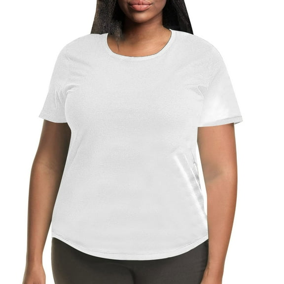 Stylish Plus Size Tops for Women Casual Short Sleeve Tees Comfortable Crew Neck Blouses for Everyday Wear Fashionable Summer Spring Styles Women's Crew Neck Shirt Basic