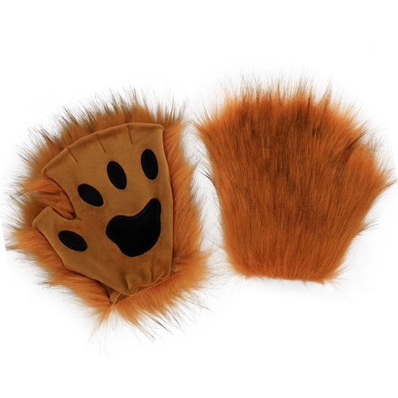 Stylish Plush Paws Gloves Soft Faux Fursuit Cosplay Accessory Unisex Multi Color