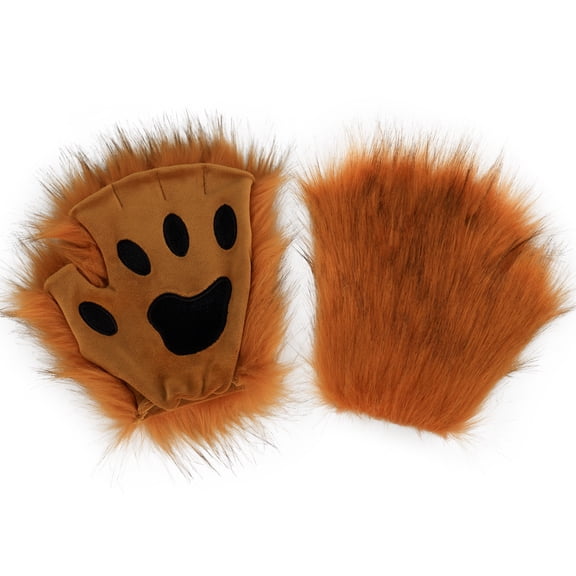 Stylish Plush Paws Gloves Soft Faux Fursuit Cosplay Accessory Unisex Multi Color