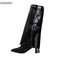 thumbnail image 1 of Stylish Pointed Toe Mid Calf Dress Boots With Decorative Buckle For Women Comfortable Heeled Ankle Booties Ideal Fall And Winter Footwear, 1 of 7