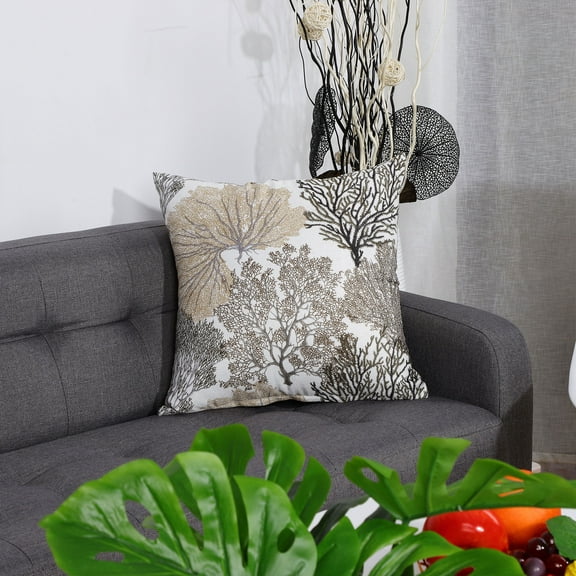 PiccoCasa Soft Polyester Coral Printed Throw Pillowcase, 18"x18" Khaki