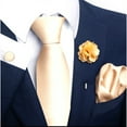 thumbnail image 1 of Stylish Polyester Tie Pocket Square Cufflinks Lapel Pin Men's Formal Wear Collection, 1 of 8