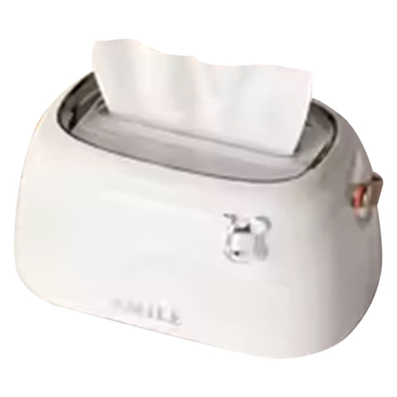 Stylish Press-Button Trash Can with Lid-Multifunctional Remote Control& Tissue Holder-Dust-Proof for Bedroom Living Room White Tissue Box