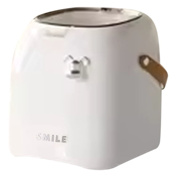 Stylish Press-Button Trash Can with Lid-Multifunctional Remote Control& Tissue Holder-Dust-Proof for Bedroom Living Room White