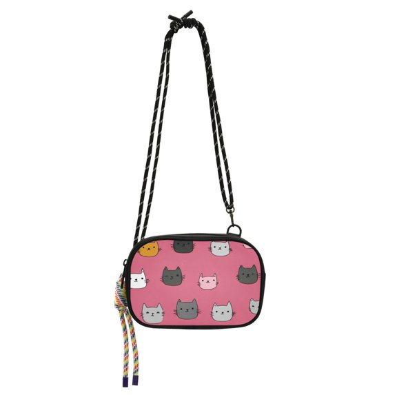 Stylish Printed Crossbody Phone Purse Zipper With Detachable Strap Daily Essentials Cartoon Kitty