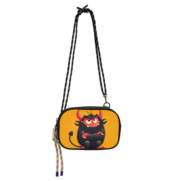 Stylish Printed Crossbody Phone Purse Zipper With Detachable Strap Daily Essentials Cartoon Little Devil