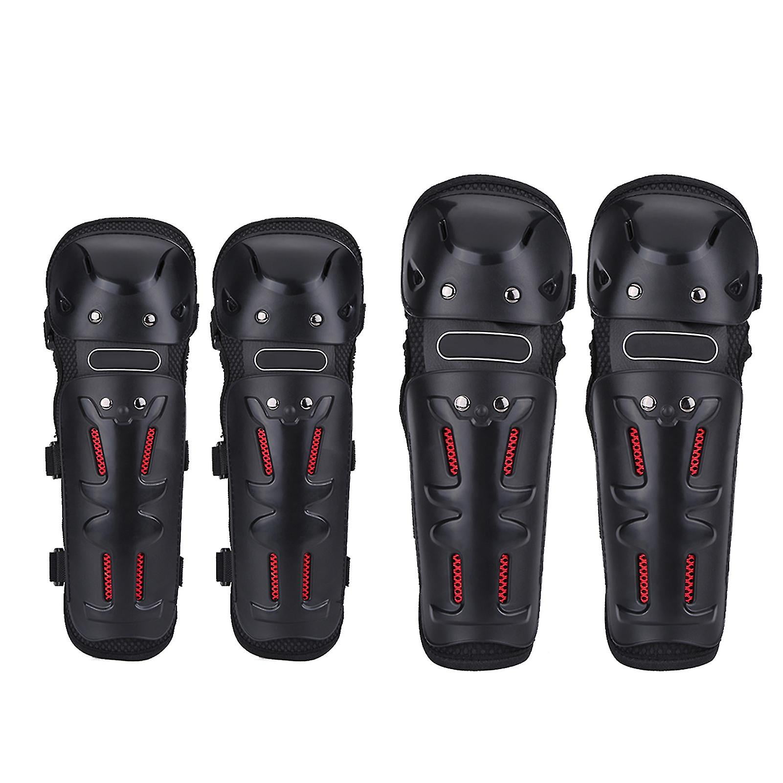 Stylish Protective Elbow Knee Pads, Good Quality Shock Absorption Gear, Strong Air Permeability for Outdoor Adventures, Motorcycle Motocross Safety Equipment, 4 Pieces Black