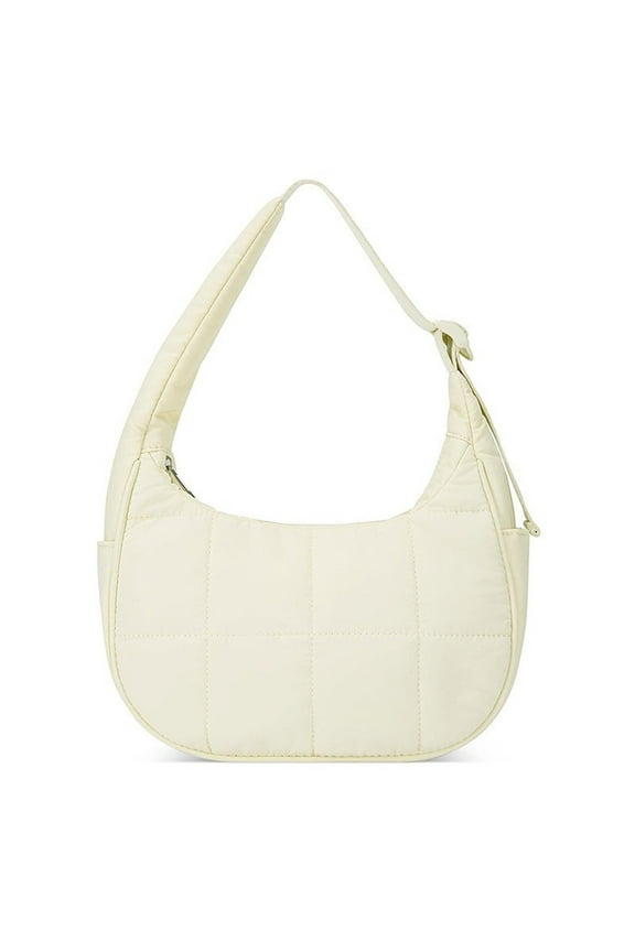 Stylish Puffer Crescent Shoulder Bag for Women, Quilted Nylon Handbag with Adjustable Strap, Lightweight & Water-Resistant for Daily Commute and Travel Essentials