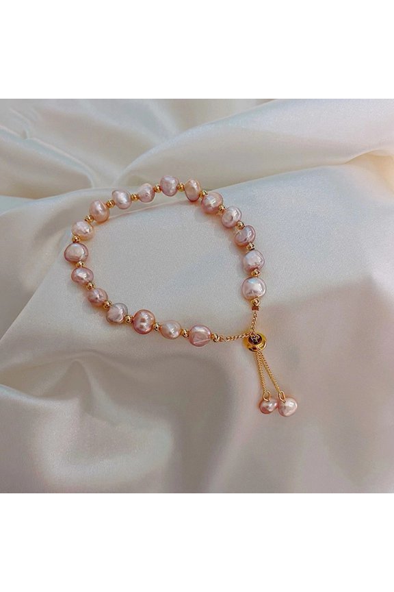 Stylish Pull Bracelet with Irregular-shaped Pearls Easily Adjustable for Comfort