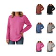 thumbnail image 1 of Stylish Pullover Sweater for Women – Long Sleeve Crewneck Tunic Top, Fall Winter 2025 Trendy Fashion Outfit, Plus Size Available, 1 of 4
