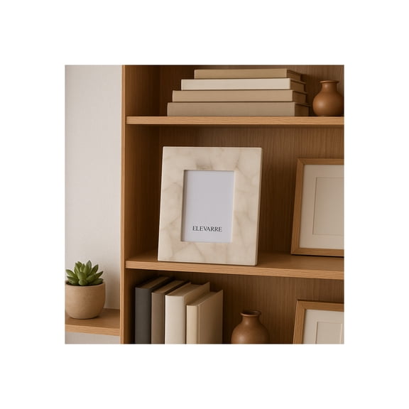 Sagebrook Home Modern Quartz Picture Frame for Home - Decorative Glam Photo Frame for Bedroom, Living Room and Tabletop Accent - 9", White