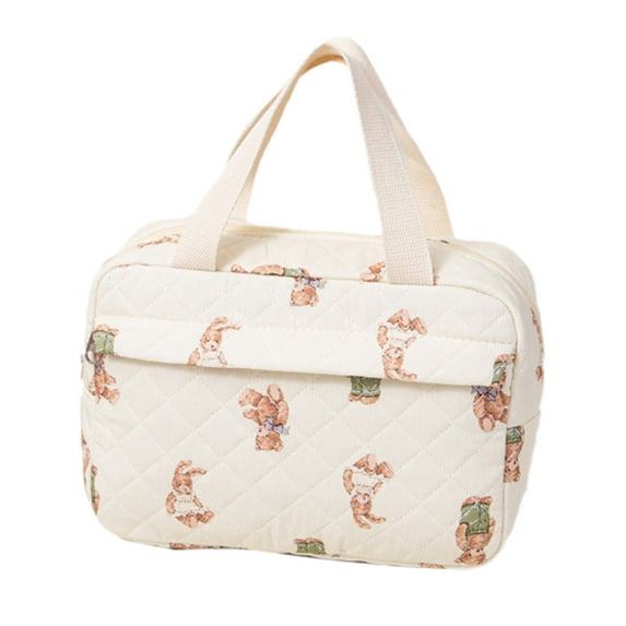Stylish Quilted Floral Lunch Tote Bag for Women with Convenient Front Pocket and Insulated Cooler Compartment
