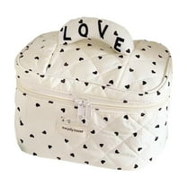 Stylish Quilted Makeup Bag for Women Portable Cosmetic Organizer Zippered Cloth Handbag Shaped Pouch