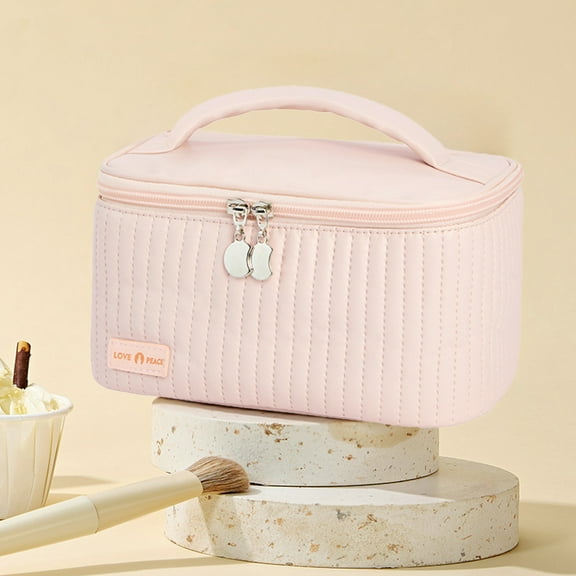 Stylish Quilted Mini Cosmetic Bag For Women Portable Zipper Makeup Pouch Travel Beauty Organizer Compact Carry All