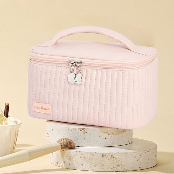 Stylish Cosmetic Bag Cute Makeup Pouch Mini Quilted Beauty Handy Zipper Travel Storage for Women