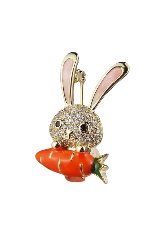 Stylish Rabbits Shaped Pin With Rhinestones Detail Double Purpose Decoration Unique Pin For Apparel Accessories Outfits