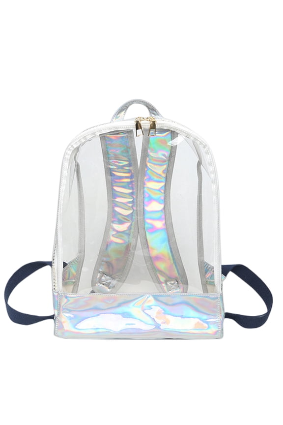 Stylish Rainbow Clear Laser Backpack for Women Men Water Resistant Lightweight PVC for Travel Work College Transparent