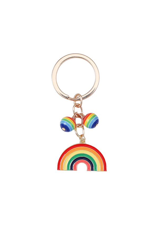 Stylish Rainbow Keychain Drip Oil Technique Vibranting Color Everyday Carry
