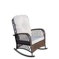thumbnail image 1 of Stylish Rattan Rocking Chair with Tall Backrest and Wide Armrests in Dark Brown, Perfect for Your Garden or Backyard, 1 of 8