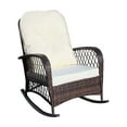 thumbnail image 1 of Stylish Rattan Rocking Chair with Tall Backrest and Wide Armrests in Dark Brown, Perfect for Your Garden or Backyard, 1 of 8