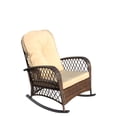 thumbnail image 1 of Stylish Rattan Rocking Chair with Tall Backrest and Wide Armrests in Dark Brown, Perfect for Your Garden or Backyard, 1 of 7