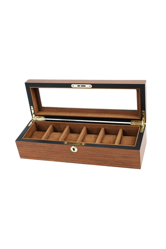 Stylish Real Watch Box With Glass Panel Accommodates 6 10 12 Watches Safekeeping