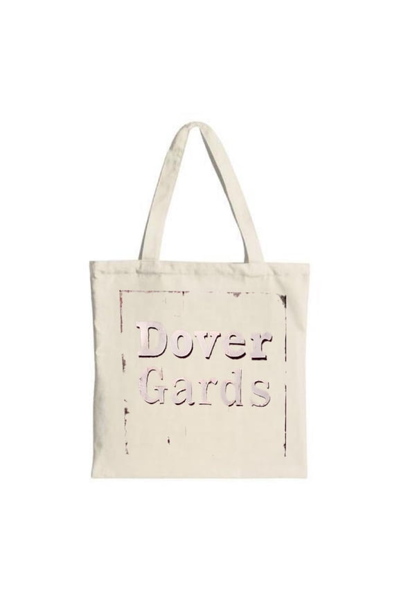 Stylish Rectangular Tote Bag - ' Dover Gardens ' in distressed light pink on cream canvas perfect for shopping travel and parties
