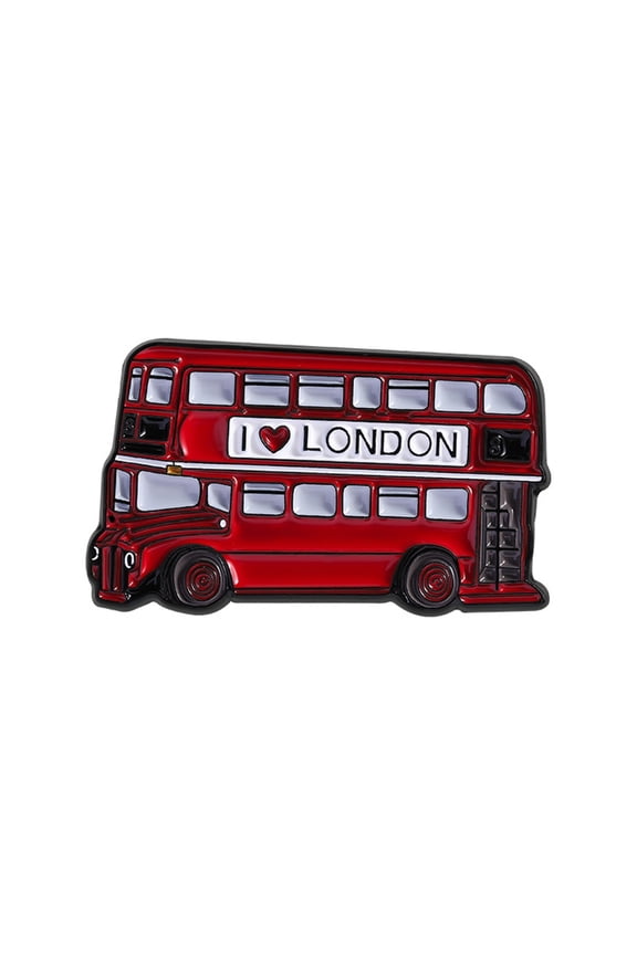Stylish Red Bus Brooch Pin Alloy Jewelry Accessory For Backpack Jackets British Themed Fashion