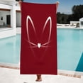 thumbnail image 1 of Stylish Red Heart Beach Towel - Whimsical Design with Playful Curved Lines Perfect for Pool Travel and Bath Use, 1 of 6