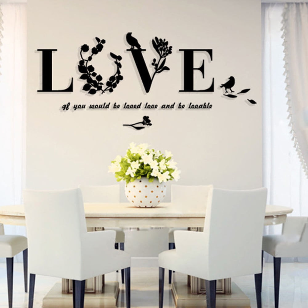 Stylish Removable 3D Leaf Love Wall Sticker Art Decals Bedroom Decor