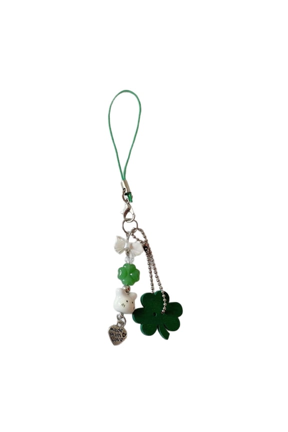 Stylish Resin Keychain Featuring a Sweet Four Clovers and Rabbits Stylish Bag Charm Phone Chain for Everyday Use