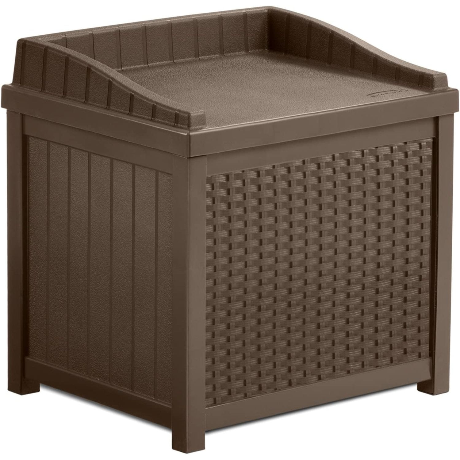 Small Brown Resin Wicker Deck Box with Seat