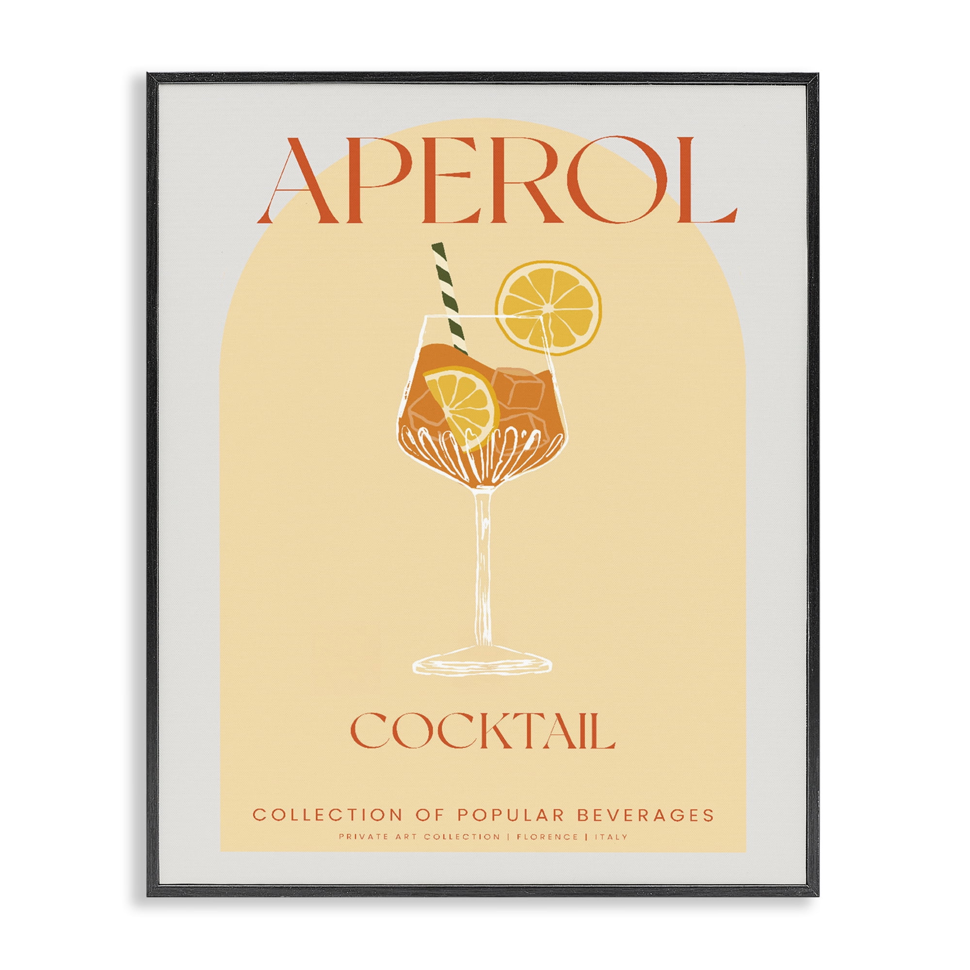 Stylish Retro Aperol Cocktail Black Framed Giclee Art, design by Lil' Rue