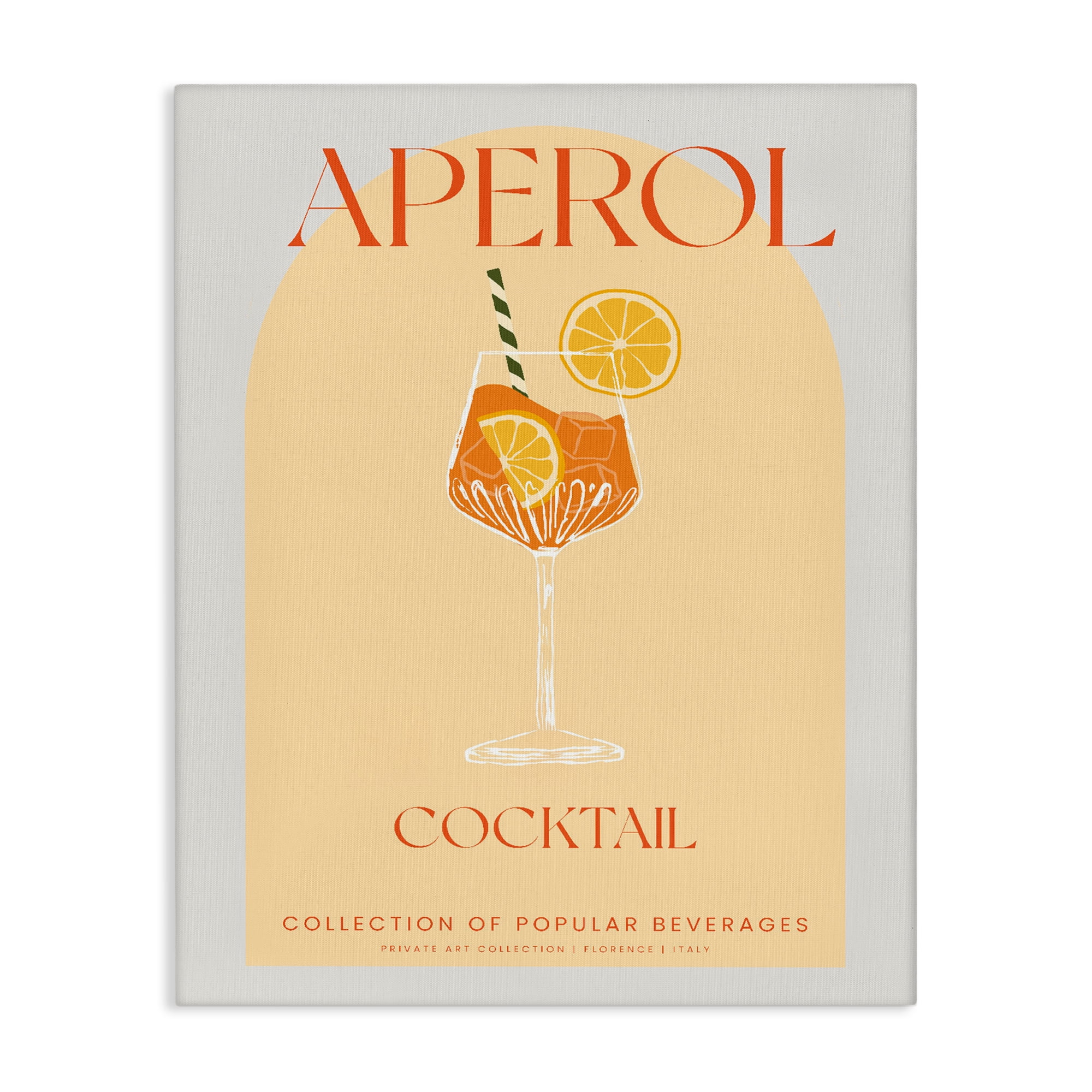 Stylish Retro Aperol Cocktail Canvas Wall Art, design by Lil' Rue