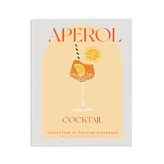 Stylish Retro Aperol Cocktail Wall Plaque Art, design by Lil' Rue