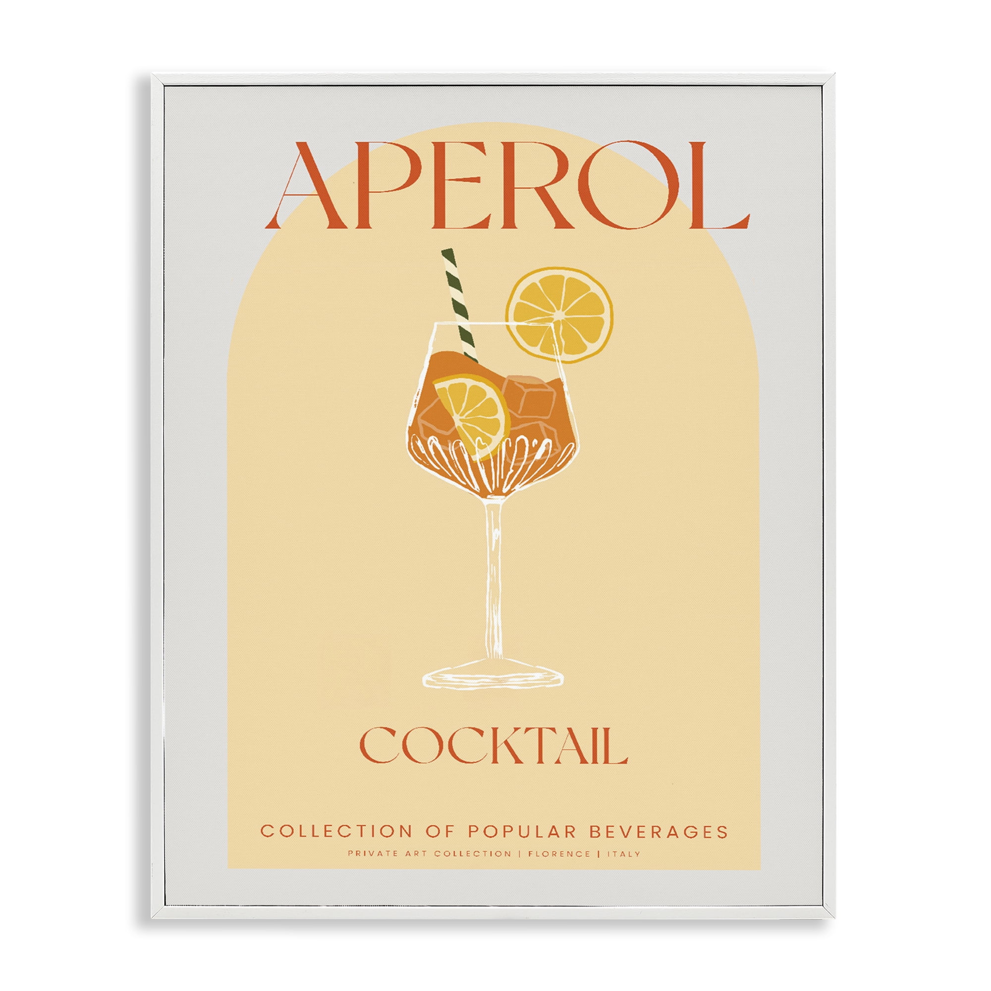 Stylish Retro Aperol Cocktail White Framed Giclee Art, design by Lil' Rue
