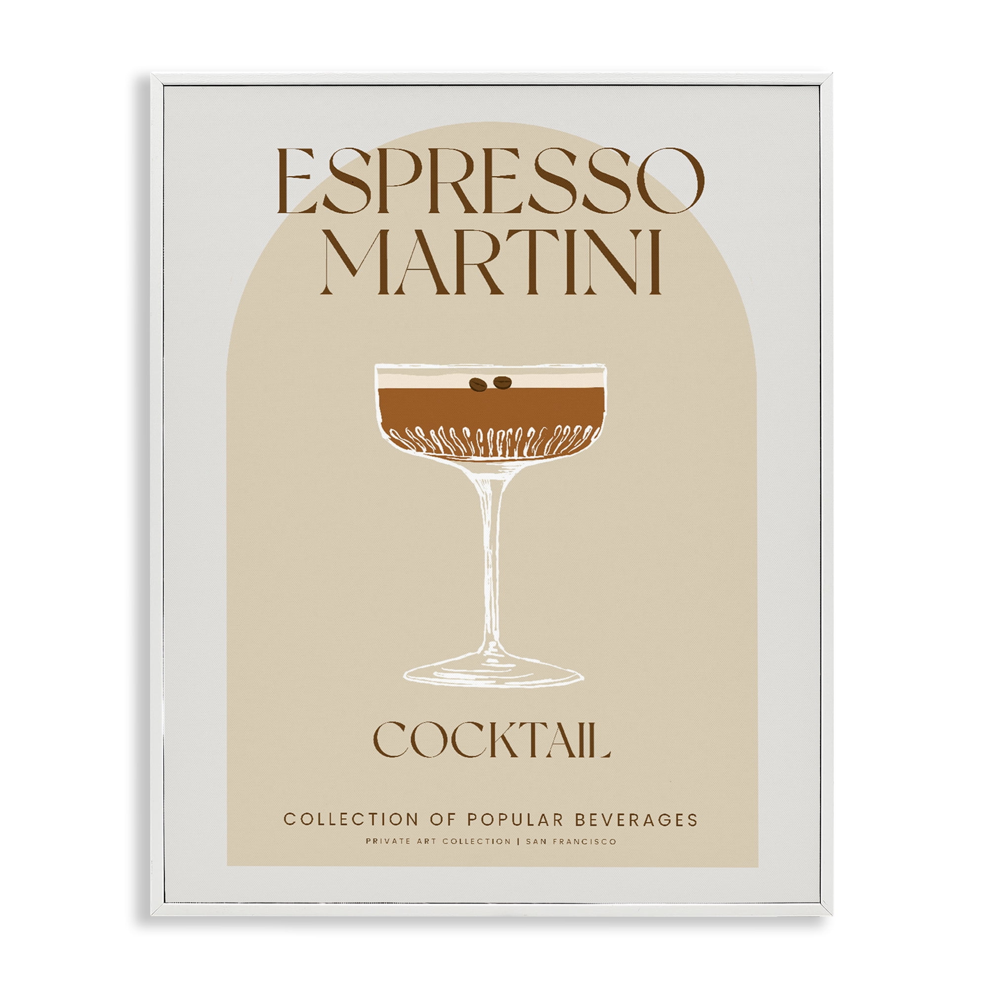Stylish Retro Espresso Martini White Framed Giclee Art, design by Lil' Rue