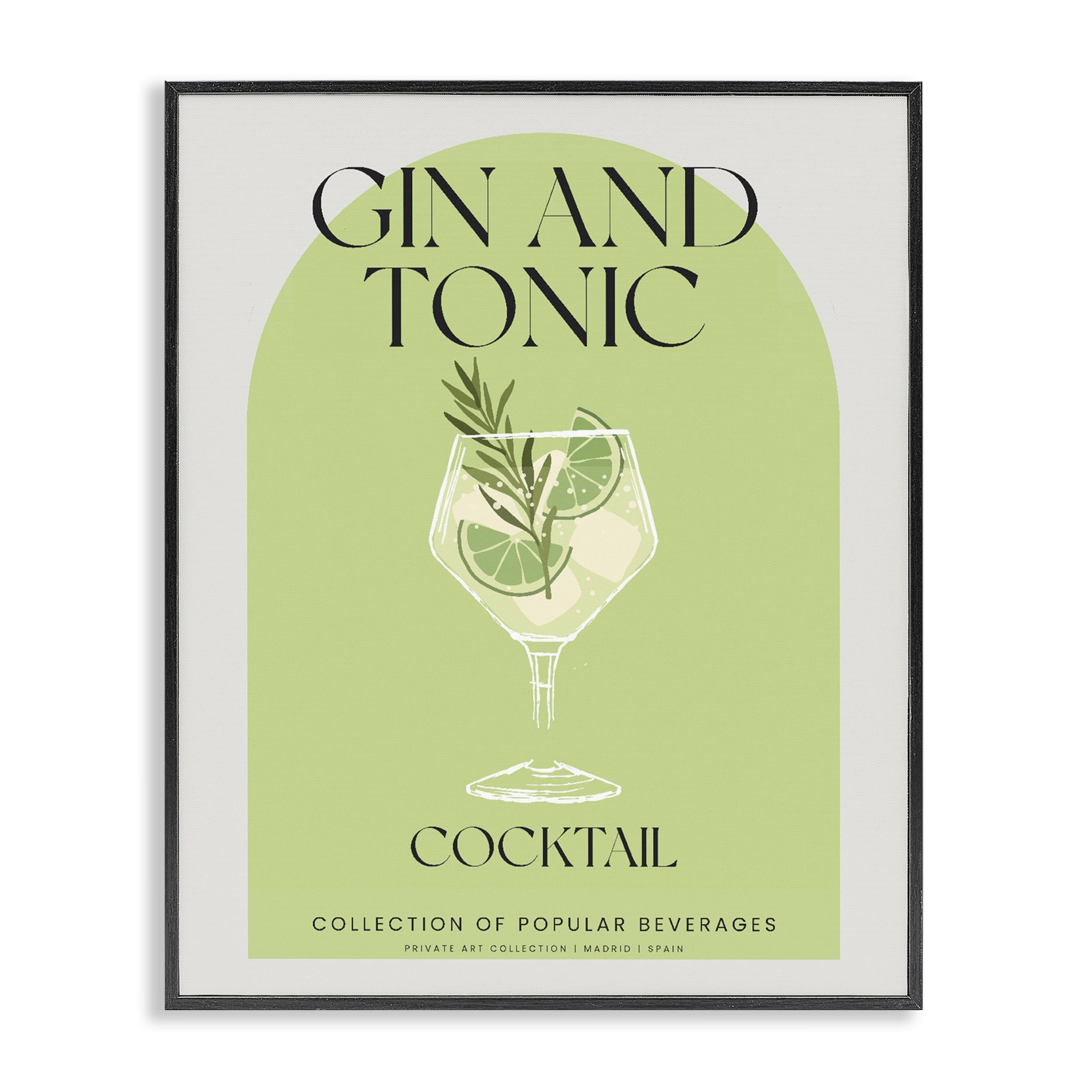 Stylish Retro Gin & Tonic Black Framed Giclee Art, design by Lil' Rue