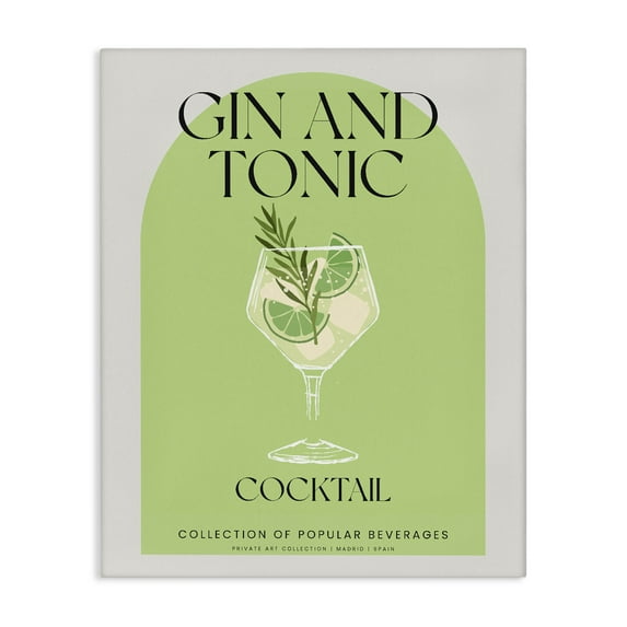 Stylish Retro Gin & Tonic Canvas Wall Art, design by Lil' Rue