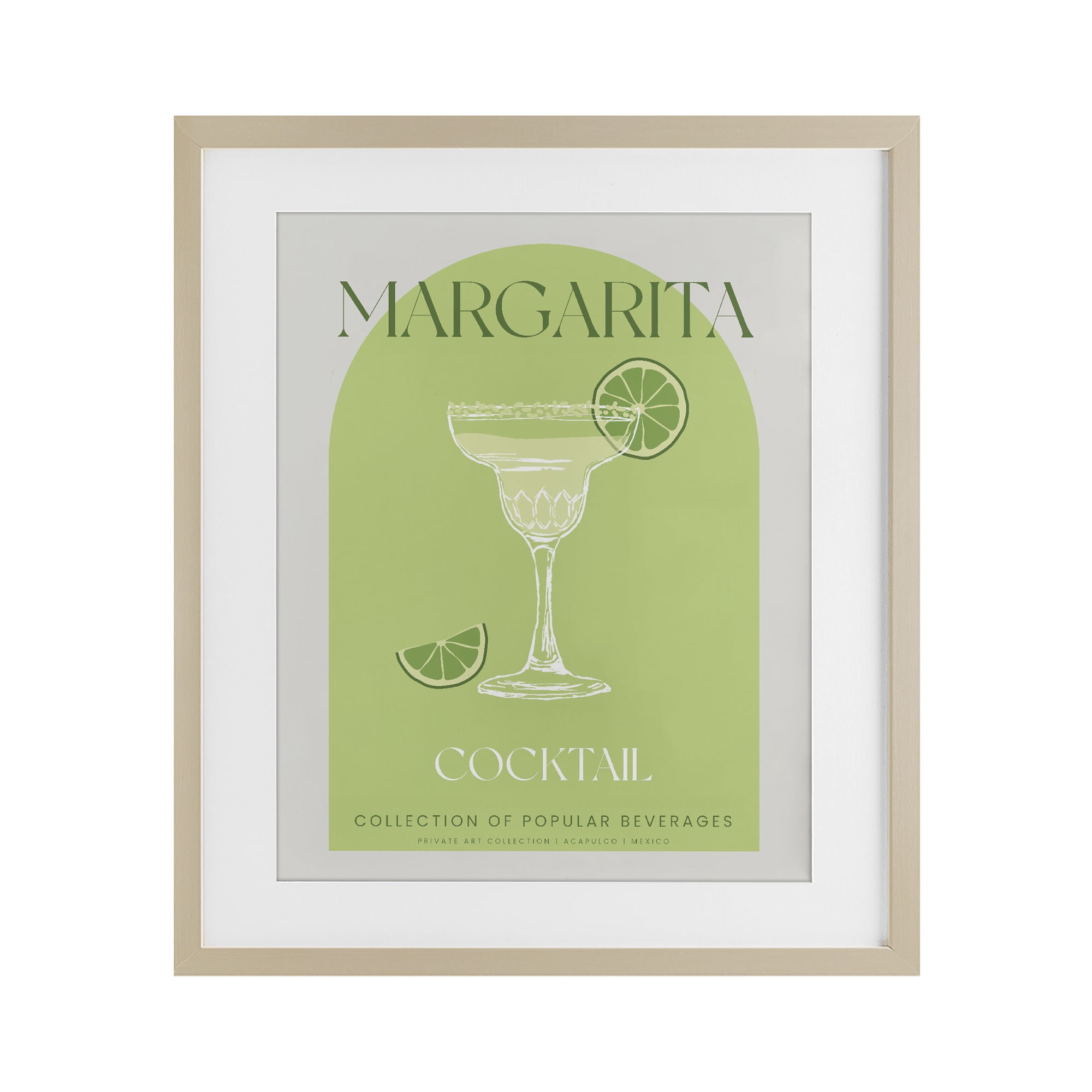 Stylish Retro Margarita Birch Framed Print Under Glass, design by Lil' Rue