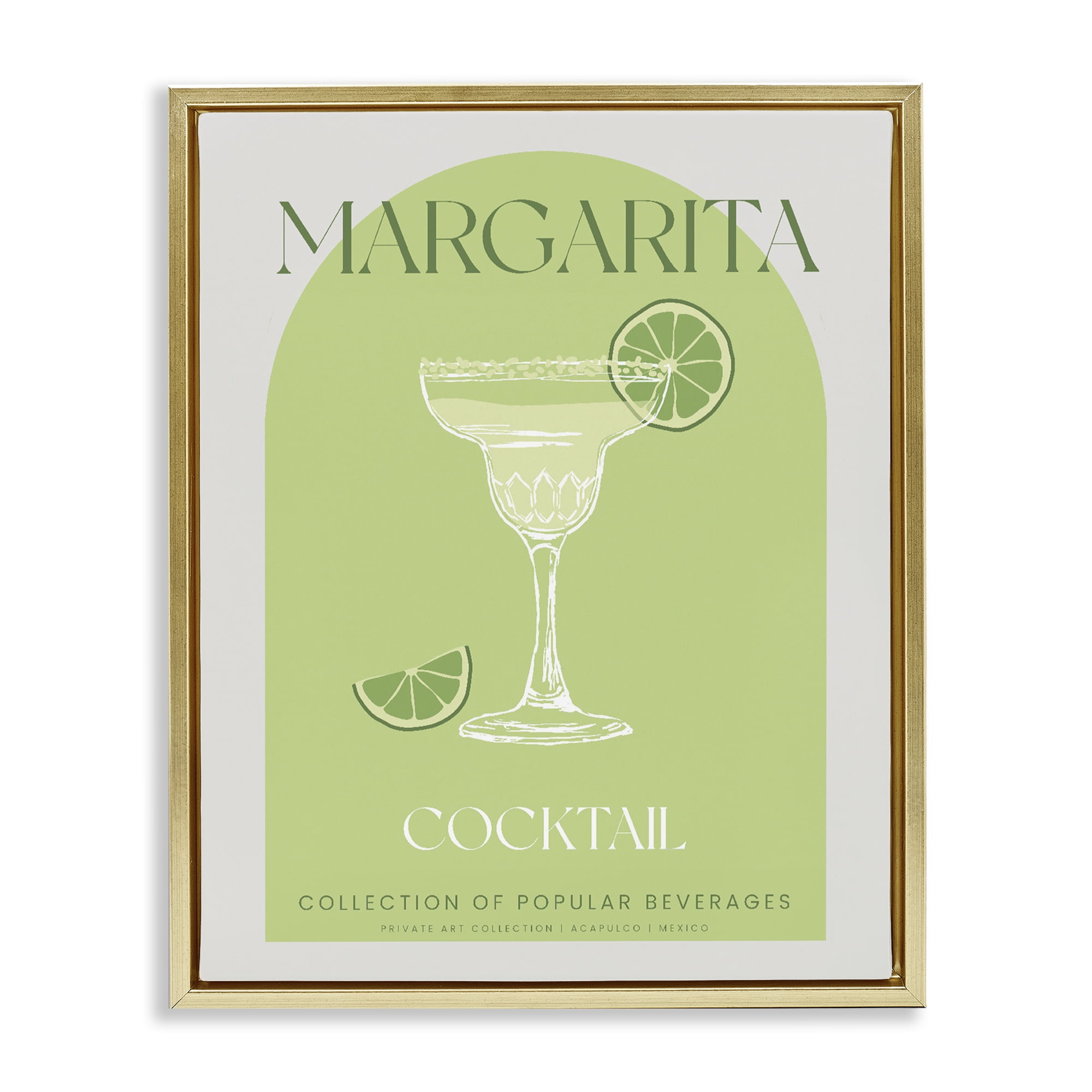 Stylish Retro Margarita Gold Framed Floater Canvas Wall Art, design by Lil' Rue