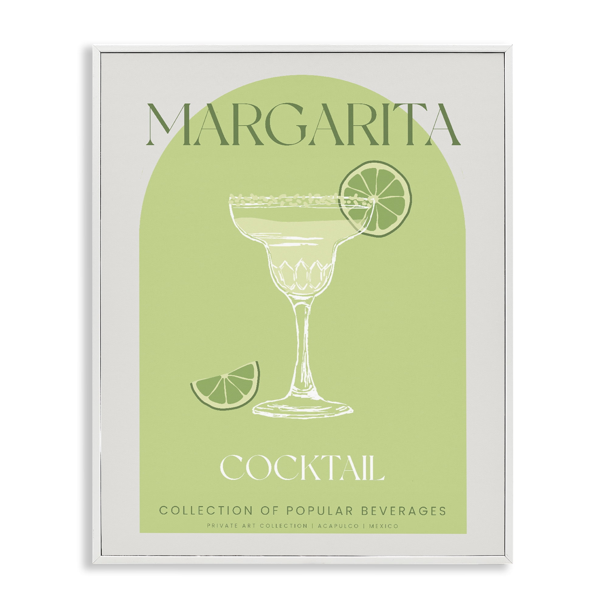 Stylish Retro Margarita White Framed Giclee Art, design by Lil' Rue