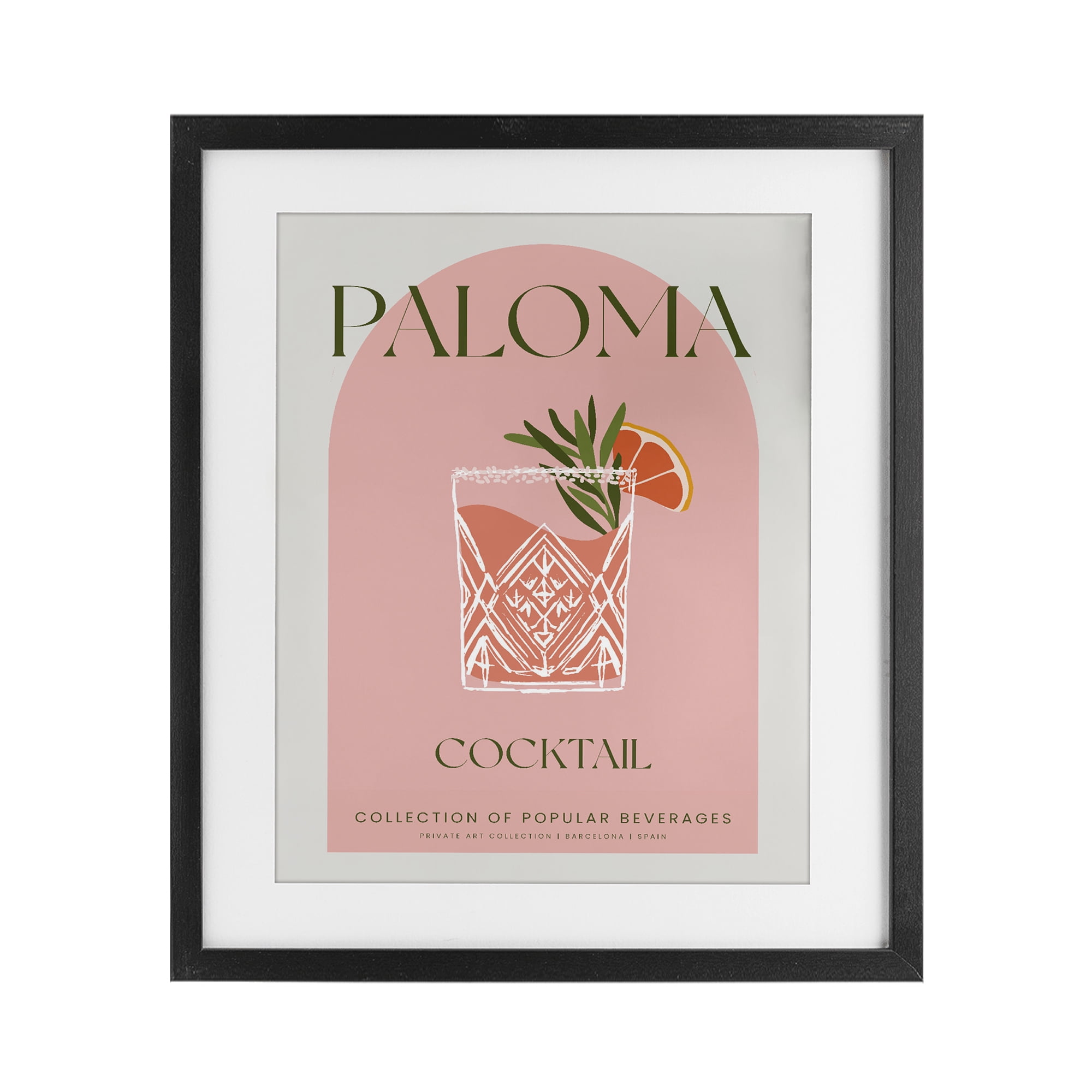 Stylish Retro Paloma Black Framed Print Under Glass, design by Lil' Rue